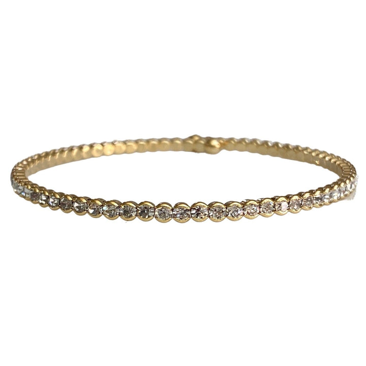 SPARKLING CRYSTAL BANGLE - SMALL STONE GOLD