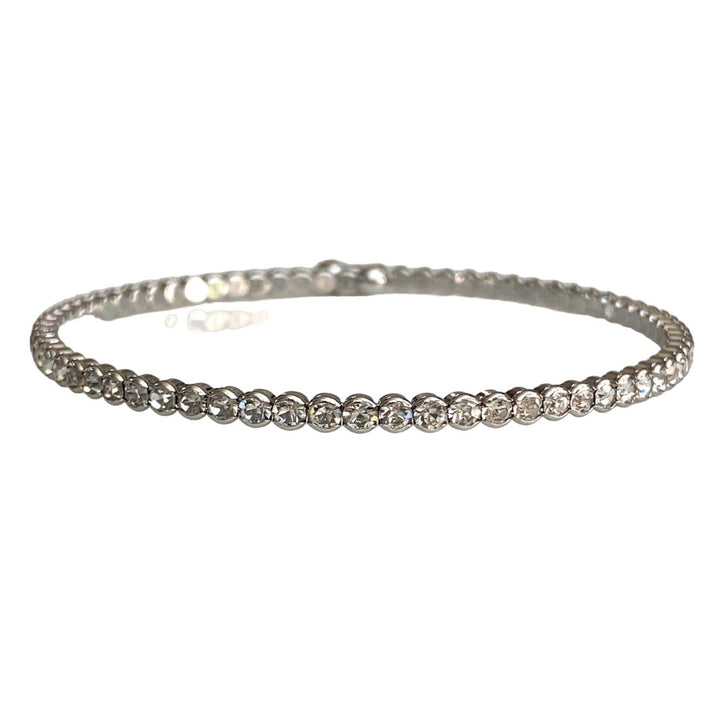 SPARKLING CRYSTAL BANGLE - SMALL STONE SILVER