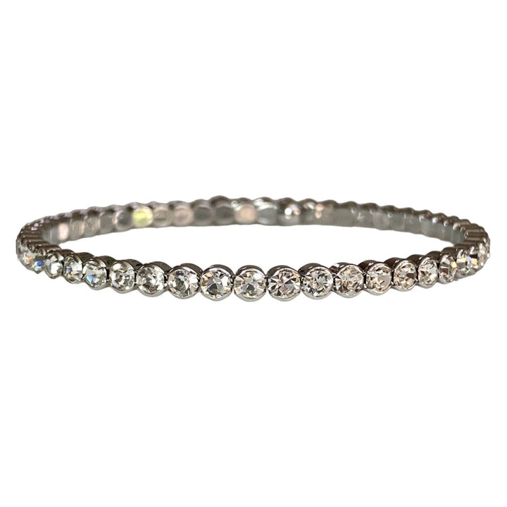 SPARKLING CRYSTAL BANGLE - MEDIUM STONE SILVER