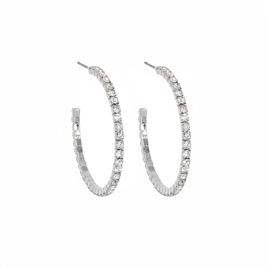 CRYSTAL HOOPS SILVER
