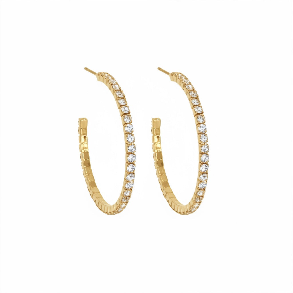 CRYSTAL HOOPS GOLD