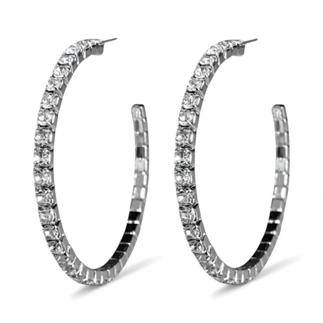 CRYSTAL HOOPS SILVER