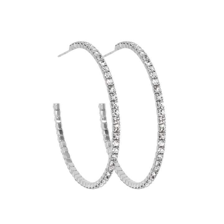 CRYSTAL HOOPS SILVER