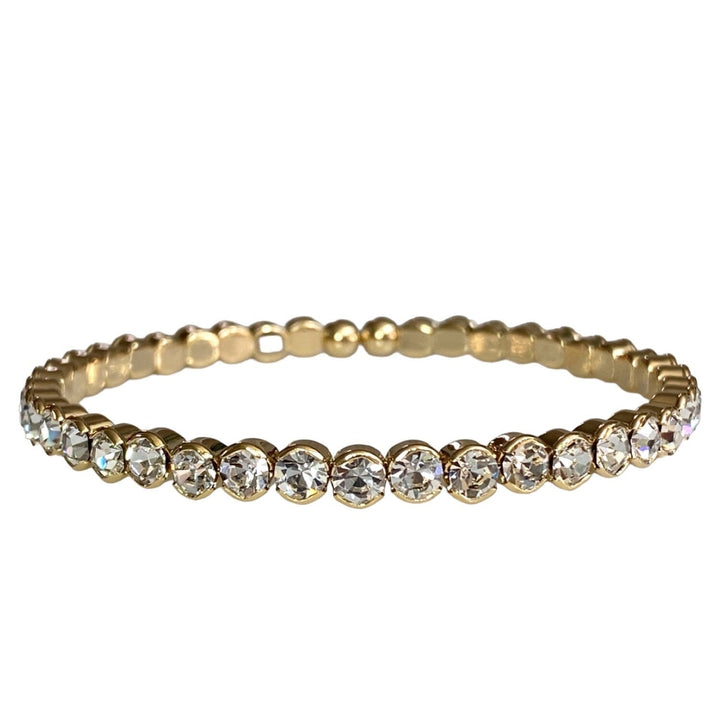 SPARKLING CRYSTAL BANGLE - LARGE STONE GOLD