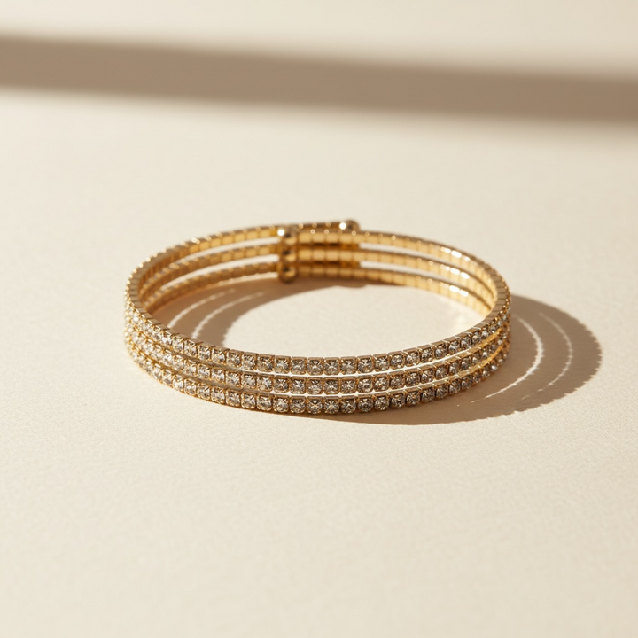 CLASSIC CRYSTAL BANGLE STACK - GOLD