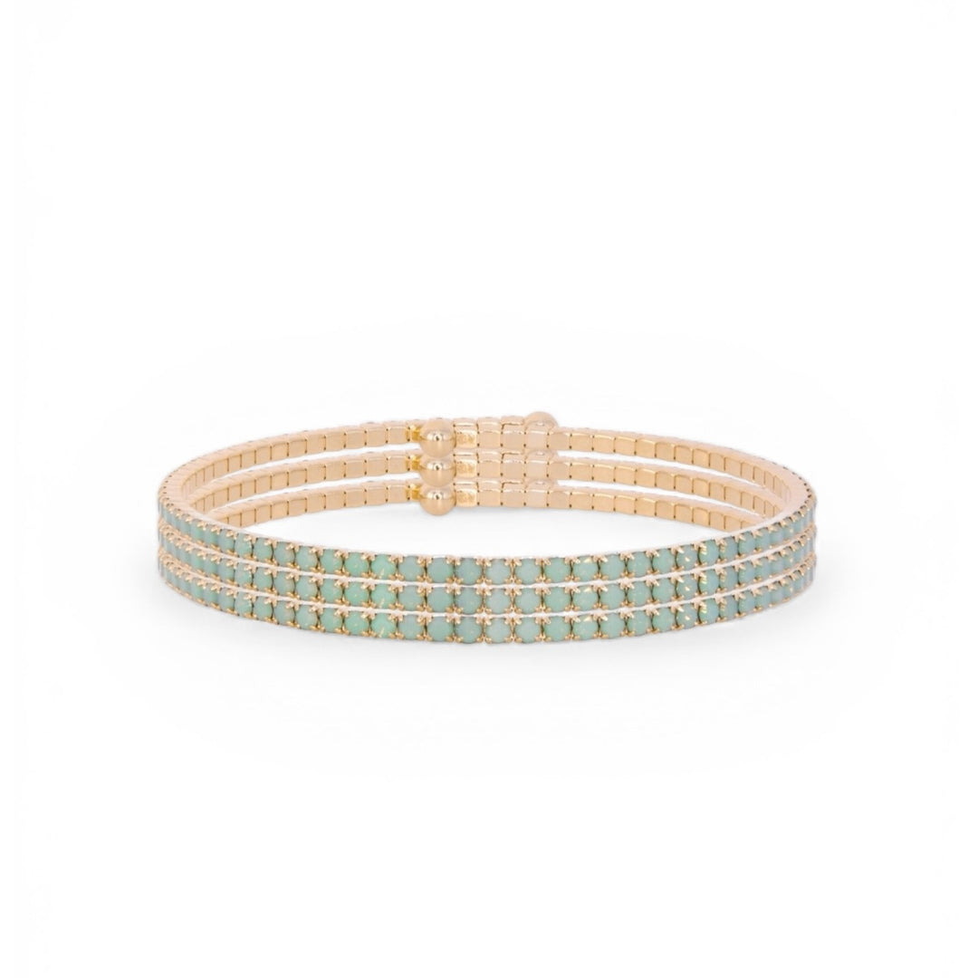 CLASSIC CRYSTAL BANGLE STACK - GREEN OPAL