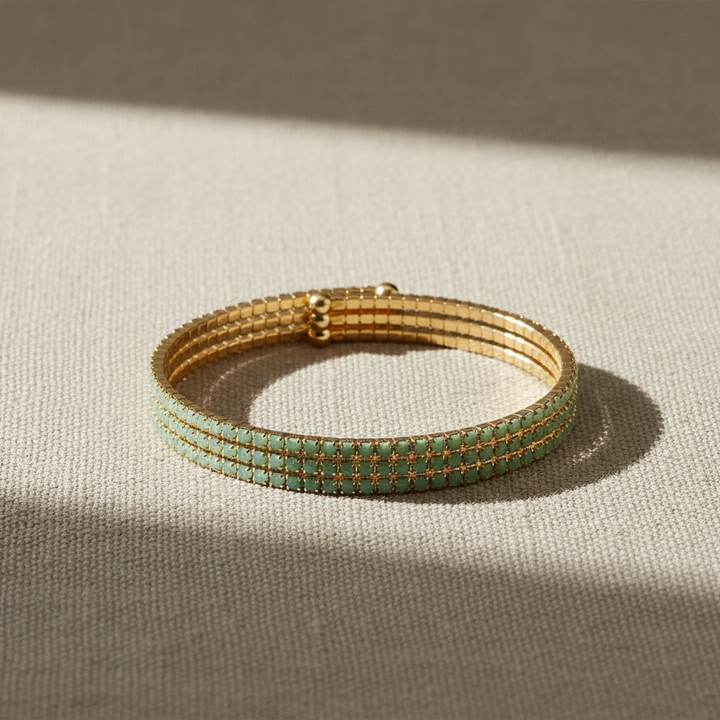 CLASSIC CRYSTAL BANGLE STACK - GREEN OPAL