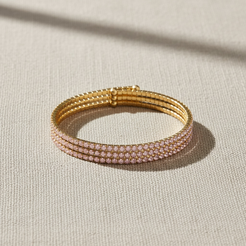 CLASSIC CRYSTAL BANGLE STACK - PINK OPAL