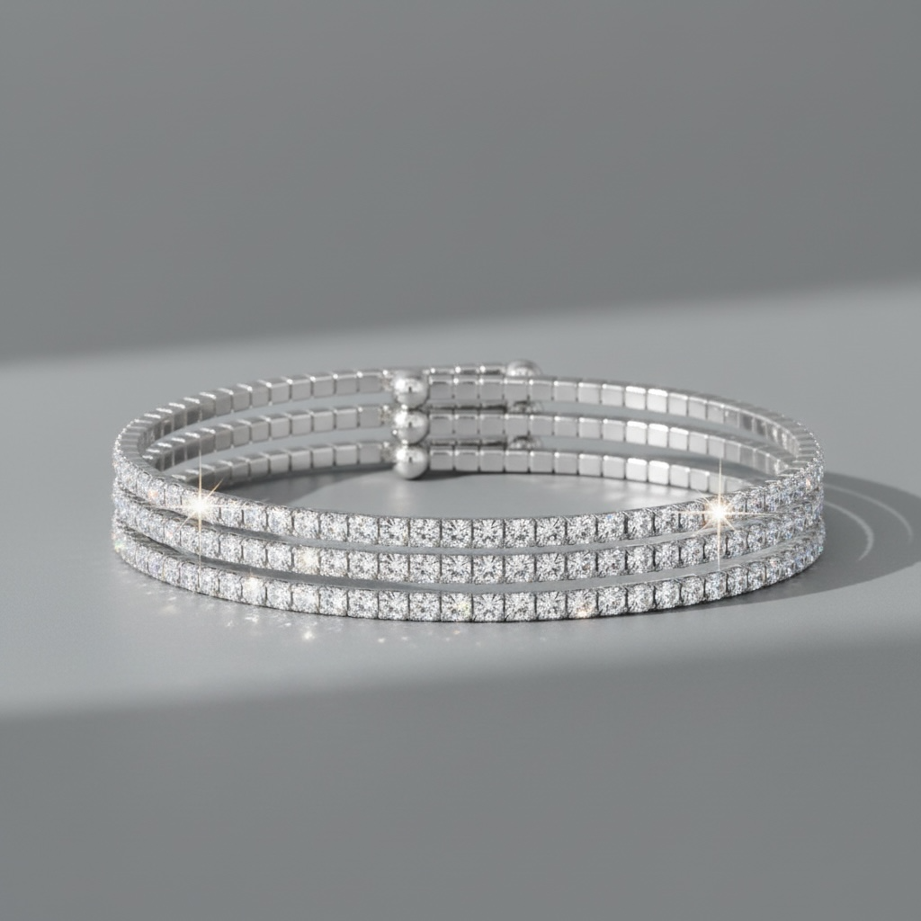 CLASSIC CRYSTAL BANGLE STACK - SILVER