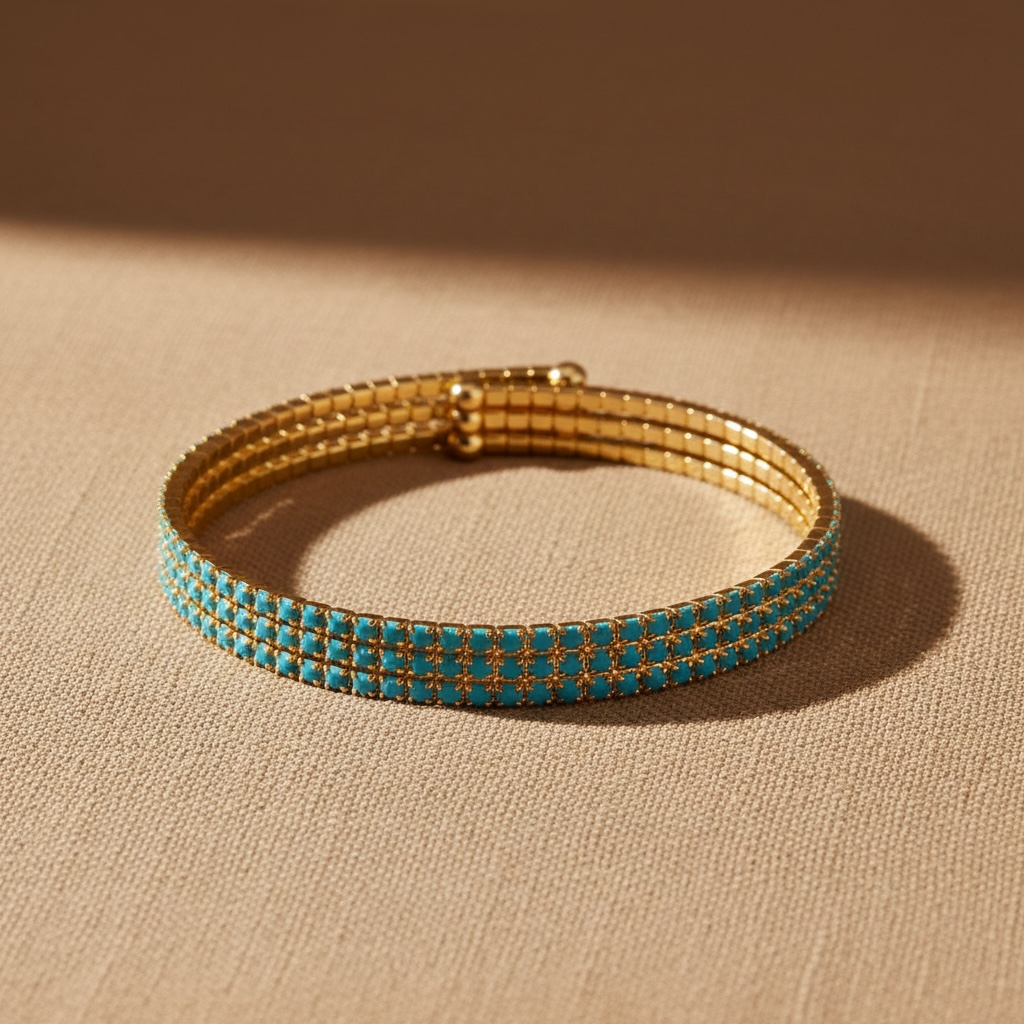 CLASSIC CRYSTAL BANGLE STACK - TURQUOISE GOLD