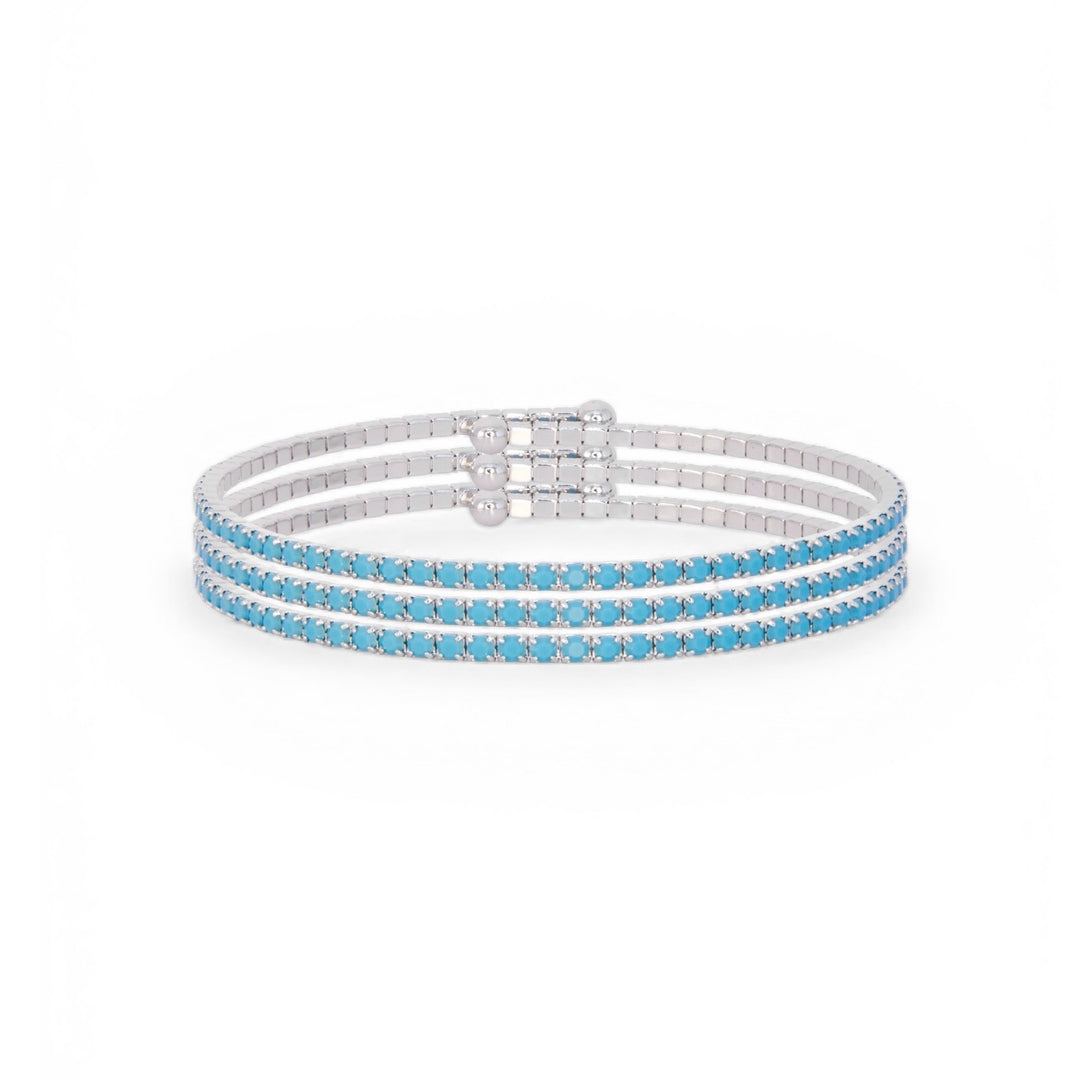 CLASSIC CRYSTAL BANGLE STACK - TURQUOISE SILVER