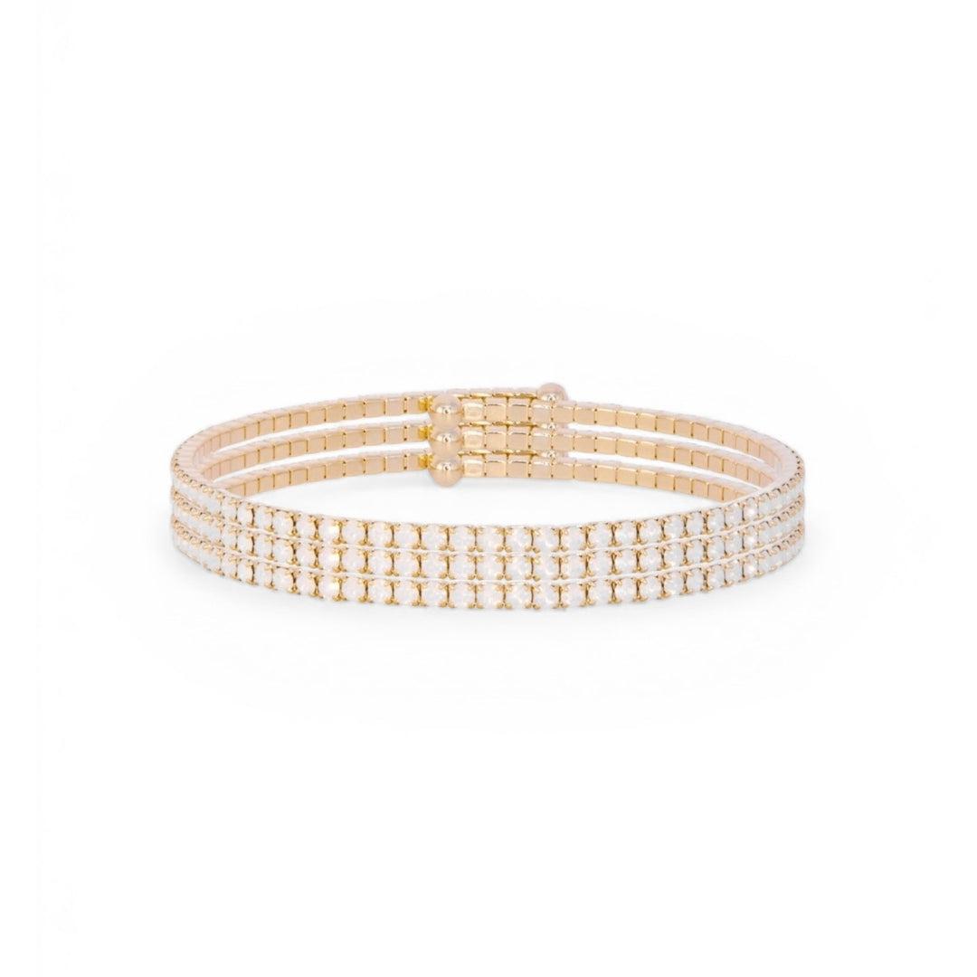 CLASSIC CRYSTAL BANGLE STACK - WHITE OPAL