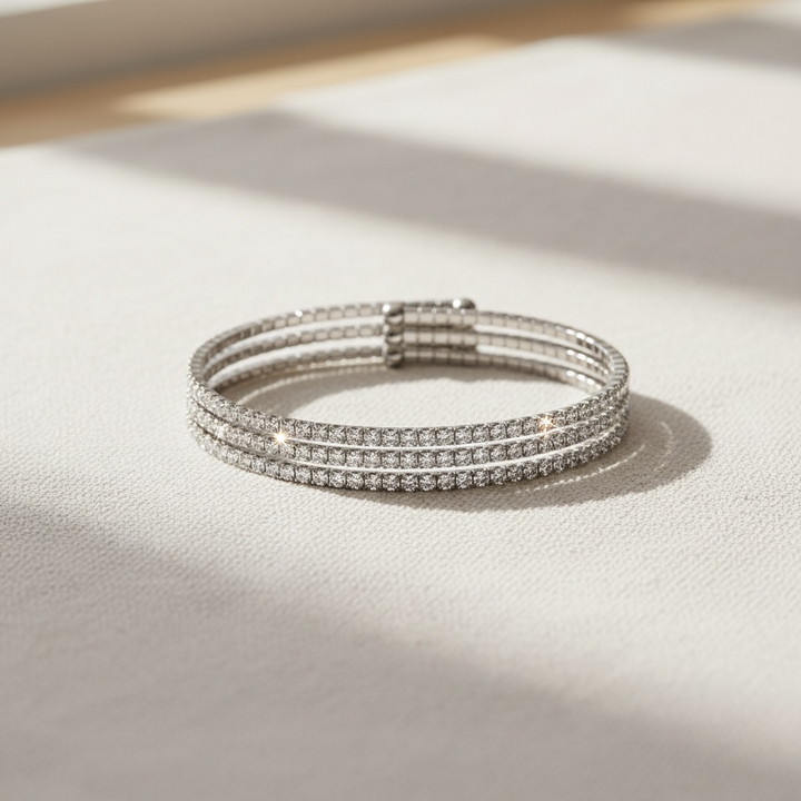 CLASSIC CRYSTAL BANGLE STACK - SILVER