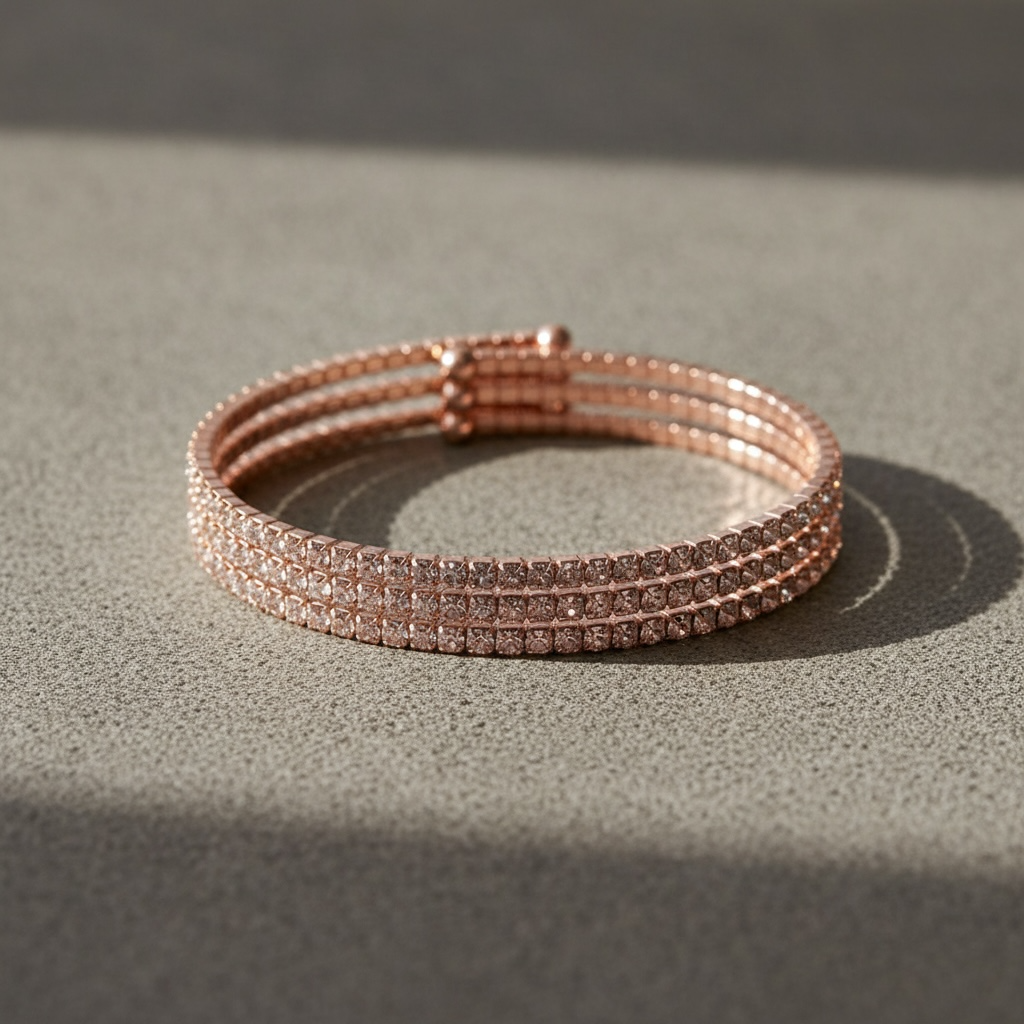 CLASSIC CRYSTAL BANGLE STACK - ROSE GOLD