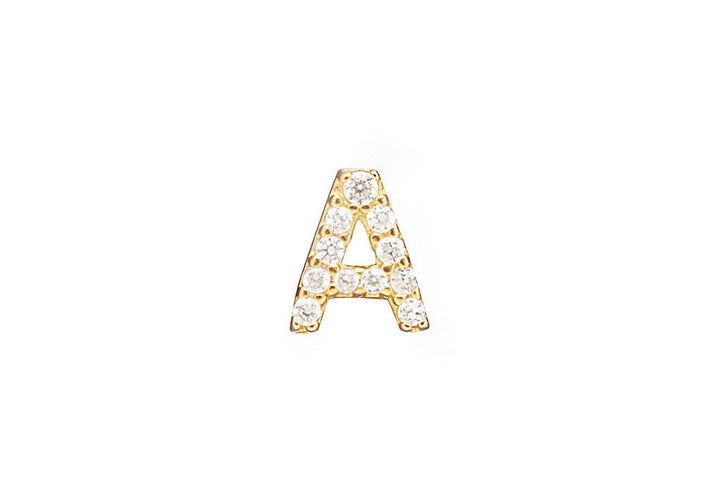 DIAMOND AND STERLING GOLD INITIAL STUD