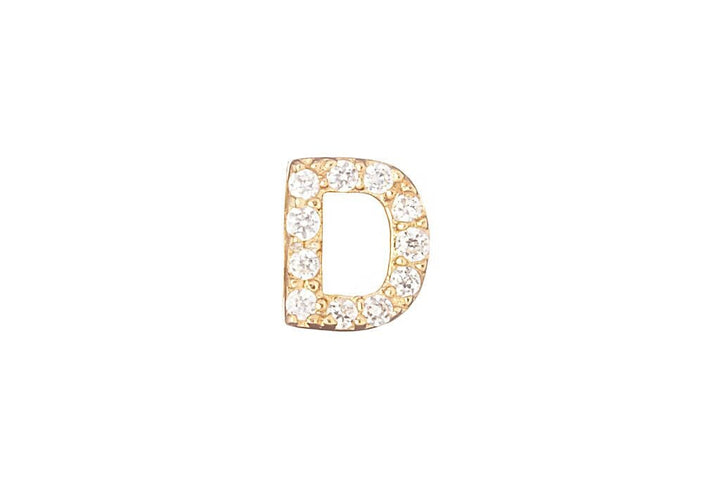 DIAMOND AND STERLING GOLD INITIAL STUD