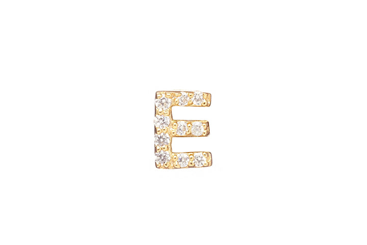 DIAMOND AND STERLING GOLD INITIAL STUD