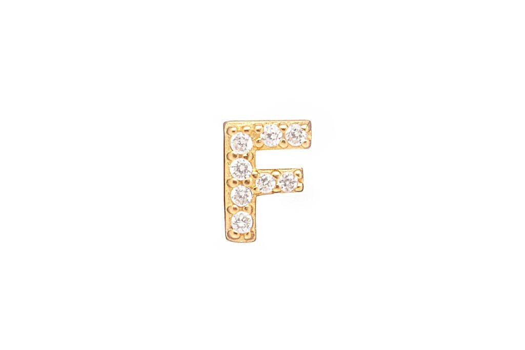 DIAMOND AND STERLING GOLD INITIAL STUD