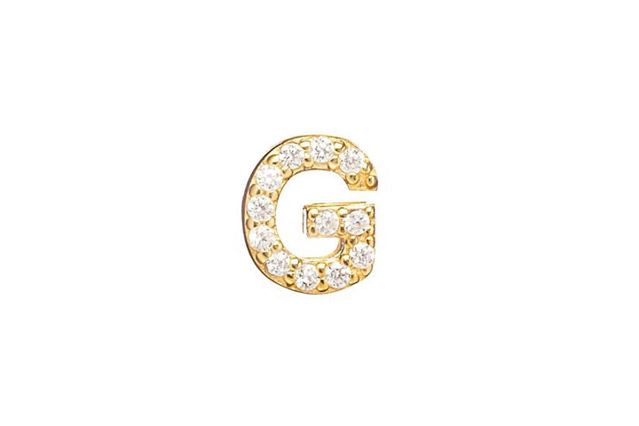 DIAMOND AND STERLING GOLD INITIAL STUD