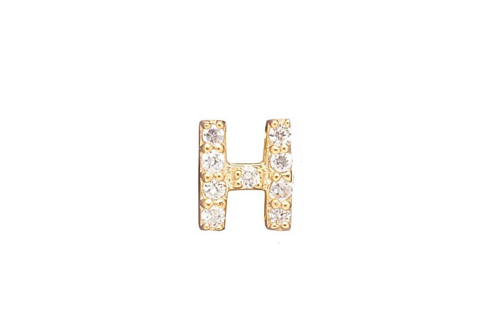 DIAMOND AND STERLING GOLD INITIAL STUD