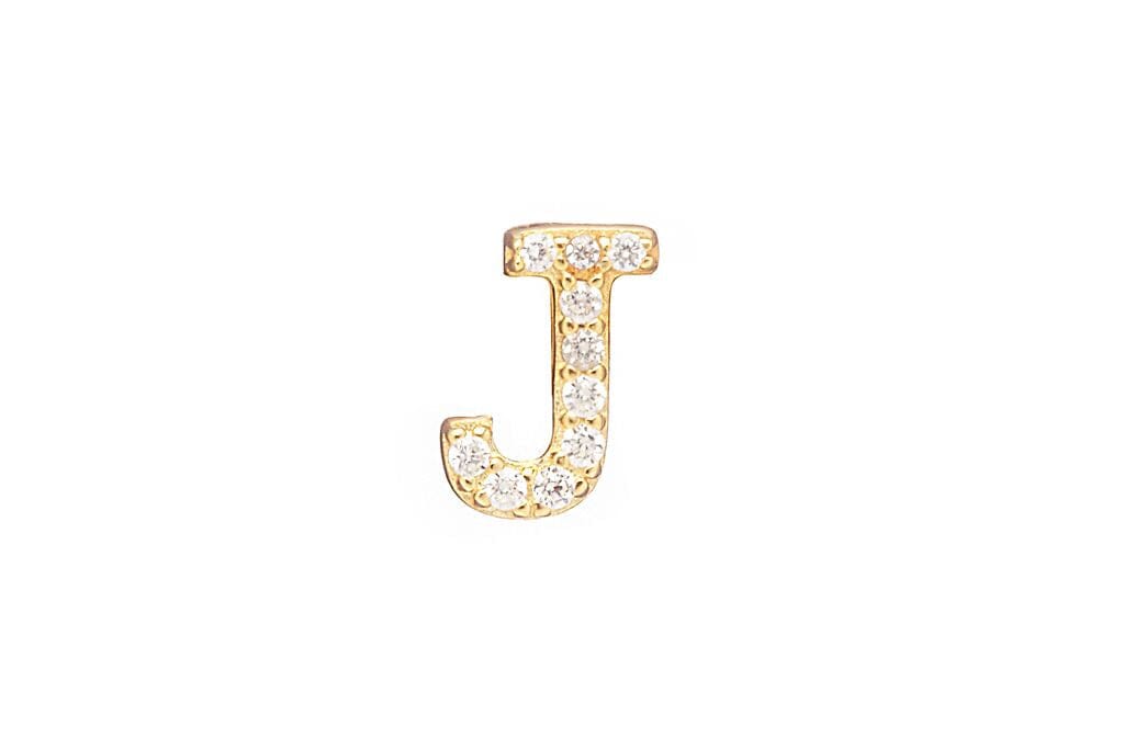 DIAMOND AND STERLING GOLD INITIAL STUD