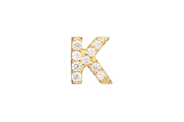 DIAMOND AND STERLING GOLD INITIAL STUD