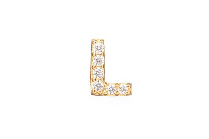 DIAMOND AND STERLING GOLD INITIAL STUD