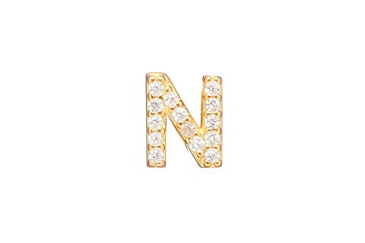 DIAMOND AND STERLING GOLD INITIAL STUD