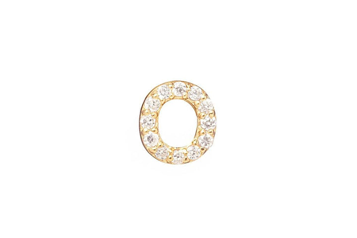 DIAMOND AND STERLING GOLD INITIAL STUD