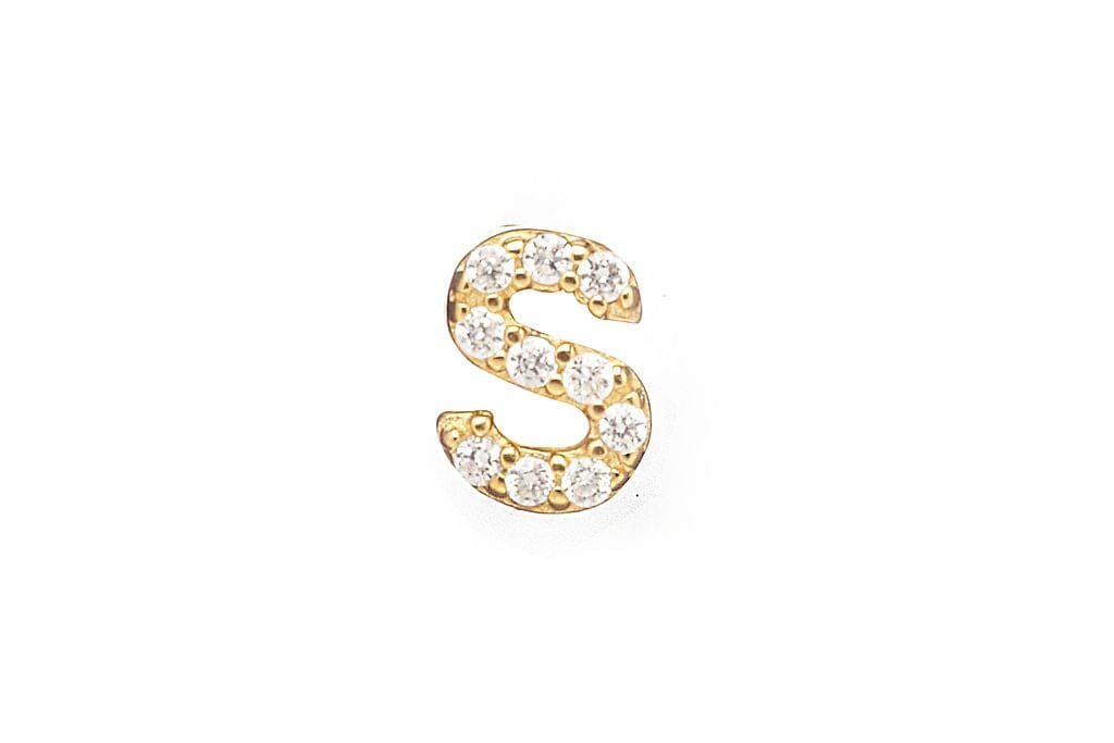 DIAMOND AND STERLING GOLD INITIAL STUD