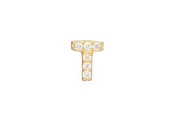 DIAMOND AND STERLING GOLD INITIAL STUD