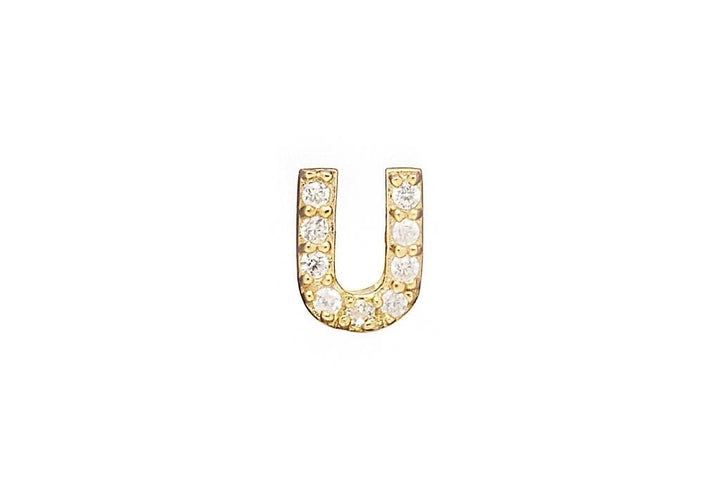 DIAMOND AND STERLING GOLD INITIAL STUD