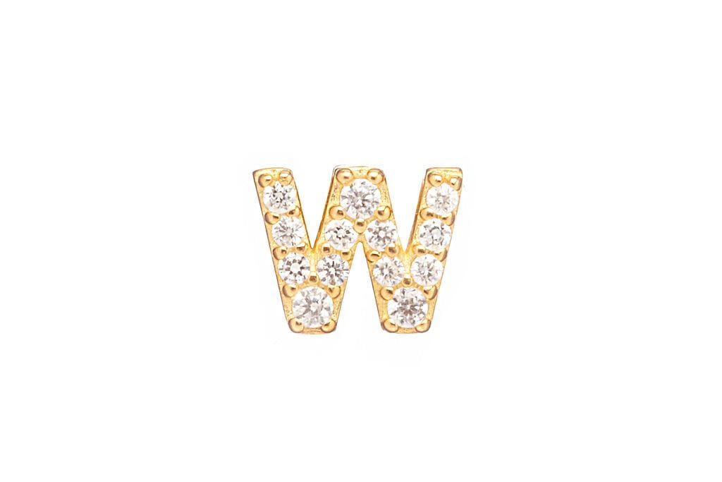 DIAMOND AND STERLING GOLD INITIAL STUD