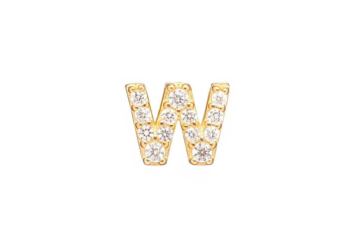 DIAMOND AND STERLING GOLD INITIAL STUD