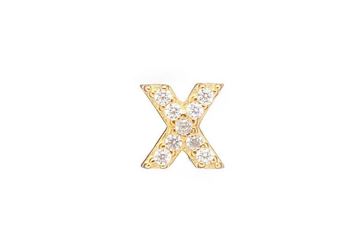 DIAMOND AND STERLING GOLD INITIAL STUD