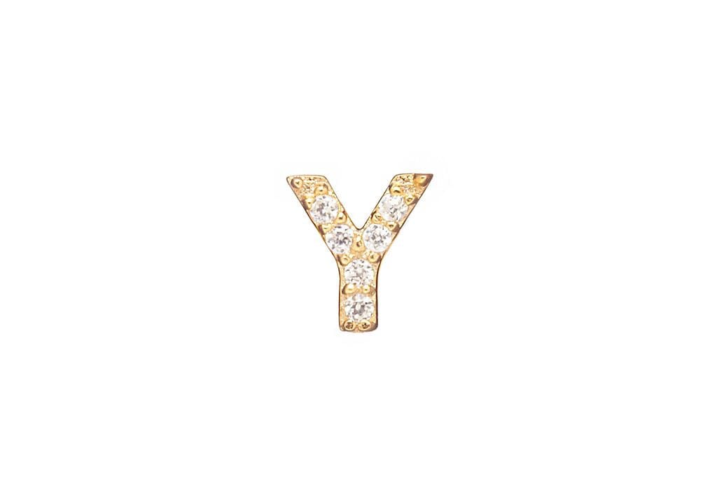 DIAMOND AND STERLING GOLD INITIAL STUD