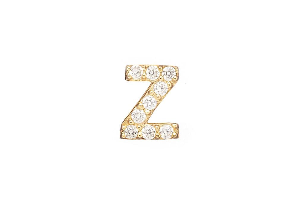 DIAMOND AND STERLING GOLD INITIAL STUD