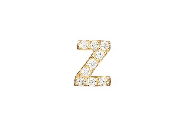 DIAMOND AND STERLING GOLD INITIAL STUD