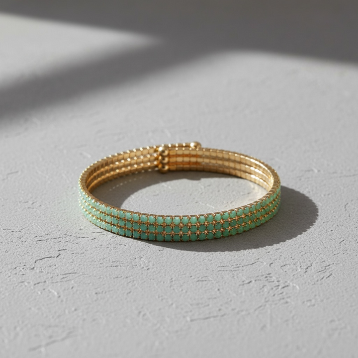 CLASSIC CRYSTAL BANGLE STACK - GREEN OPAL