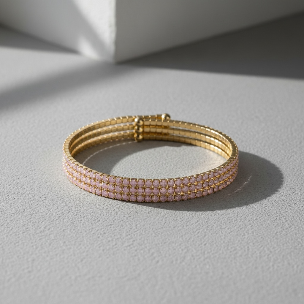 CLASSIC CRYSTAL BANGLE STACK - PINK OPAL