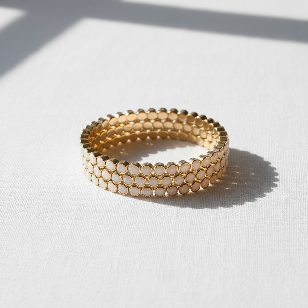 STATEMENT CRYSTAL BANGLE STACK - WHITE OPAL