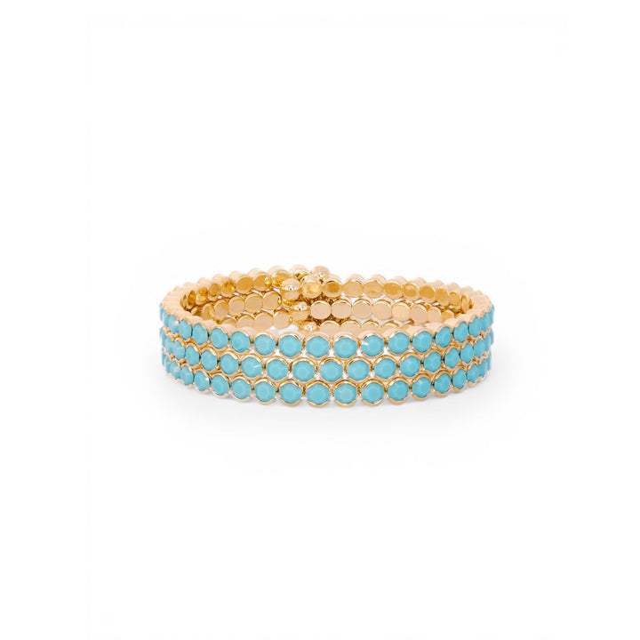 STATEMENT CRYSTAL BANGLE STACK - TURQUOISE GOLD