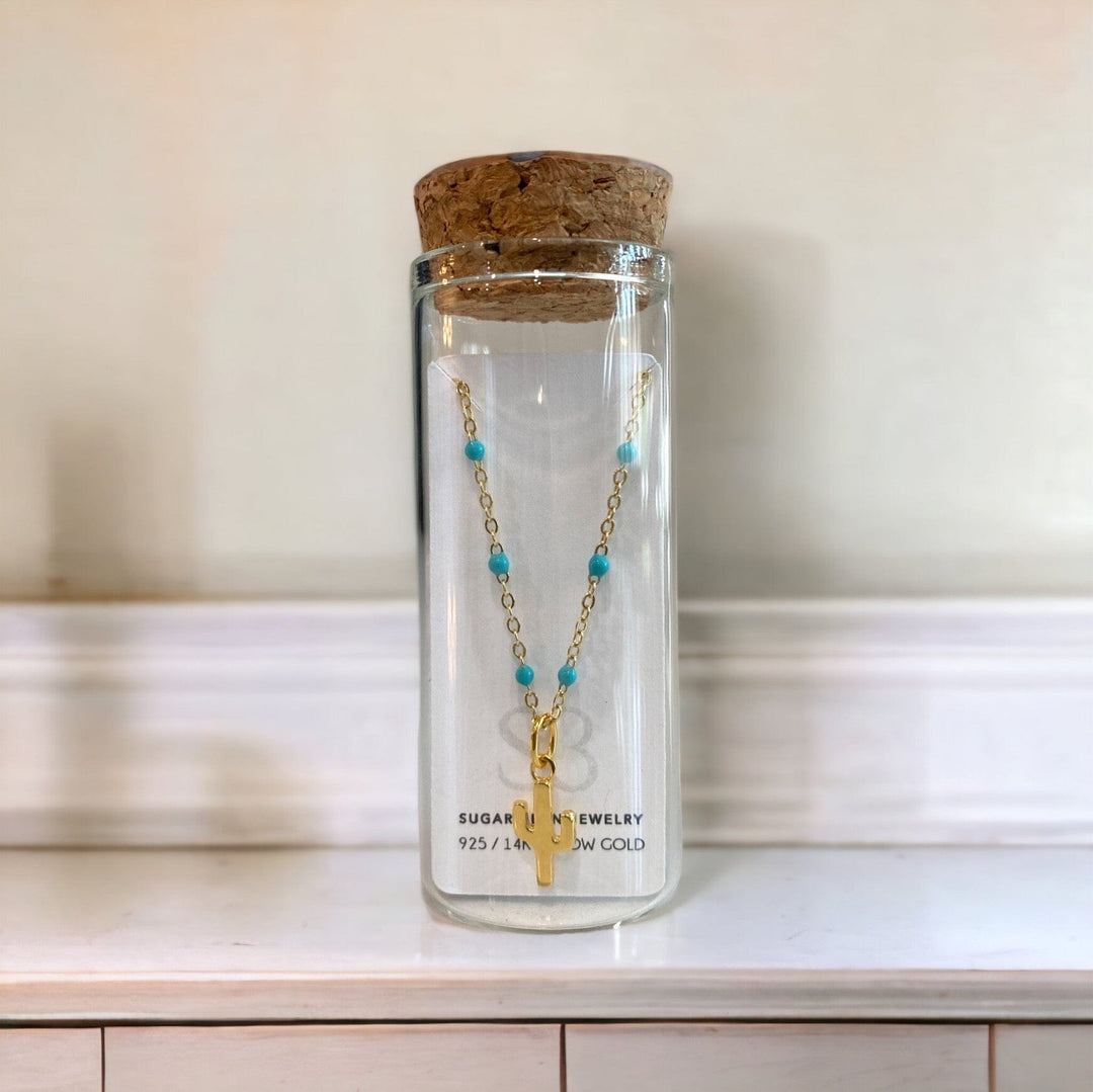 TURQUOISE RESIN CACTUS NECKLACE