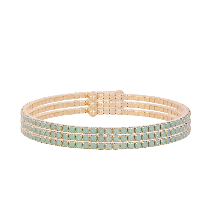 CLASSIC CRYSTAL BANGLE STACK - GREEN OPAL