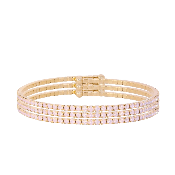 CLASSIC CRYSTAL BANGLE STACK - PINK OPAL