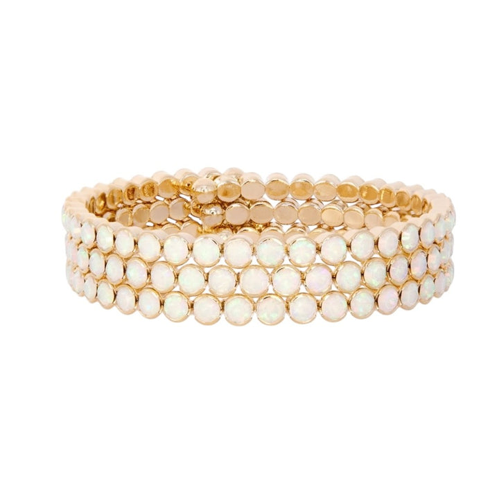 STATEMENT CRYSTAL BANGLE STACK - WHITE OPAL