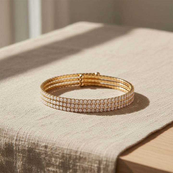 CLASSIC CRYSTAL BANGLE STACK - WHITE OPAL