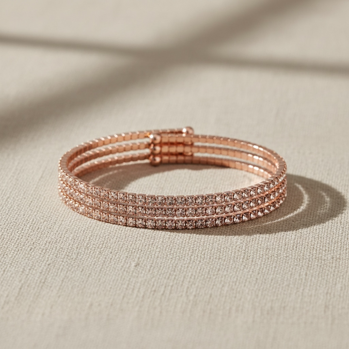 CLASSIC CRYSTAL BANGLE STACK - ROSE GOLD