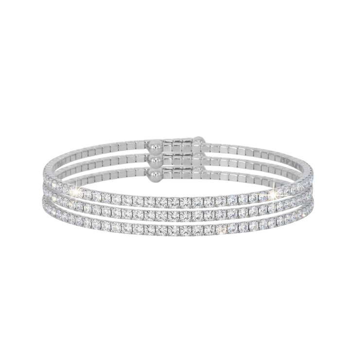 CLASSIC CRYSTAL BANGLE STACK - SILVER