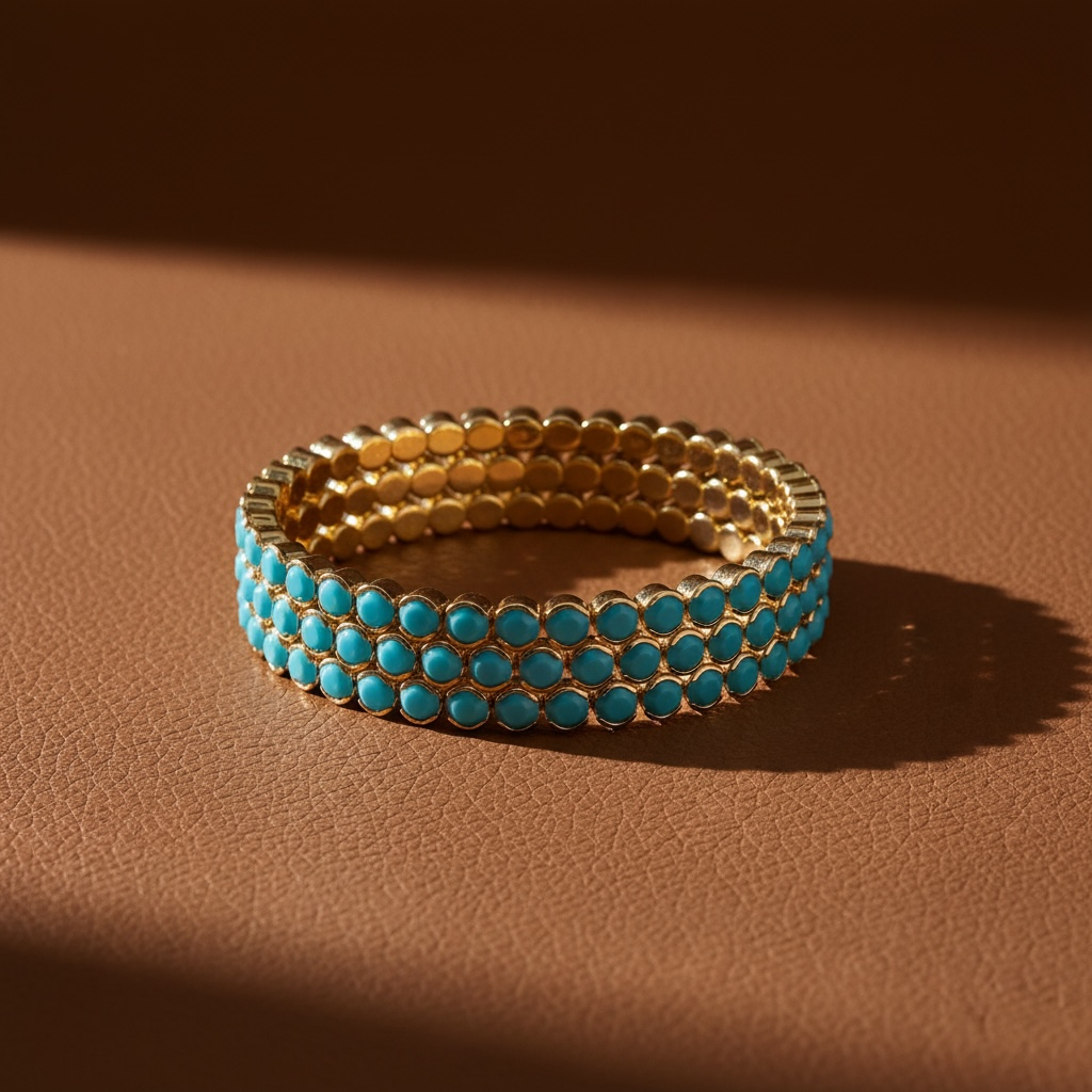 STATEMENT CRYSTAL BANGLE STACK - TURQUOISE GOLD
